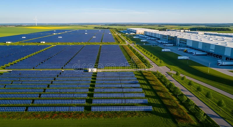 Vista aérea de granja solar con paneles fotovoltaicos generando energía limpia en México